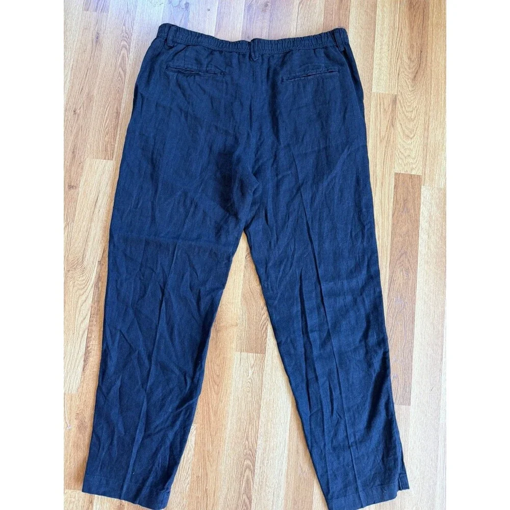 Zara Men Linen Pants Navy Blue Sz XL Casual Summer Lightweight Beach Bohemian